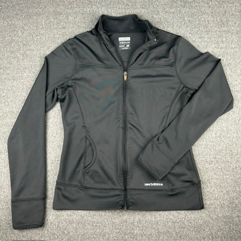 New Balance Lightning Dry Womens Medium Black Full Zip Running Jacket Thumbholes